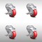 Service Caster 3.5 Inch SS Red Polyurethane Wheel Swivel Bolt Hole Caster Set with Brake SCC SCC-SSBH20S3514-PPUB-RED-TLB-4 - alternate 1